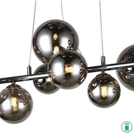 Wofi 6014.10.24.9000 - LED Lustr na lanku VILLA 10xG9/3W/230V černá/lesklý chrom