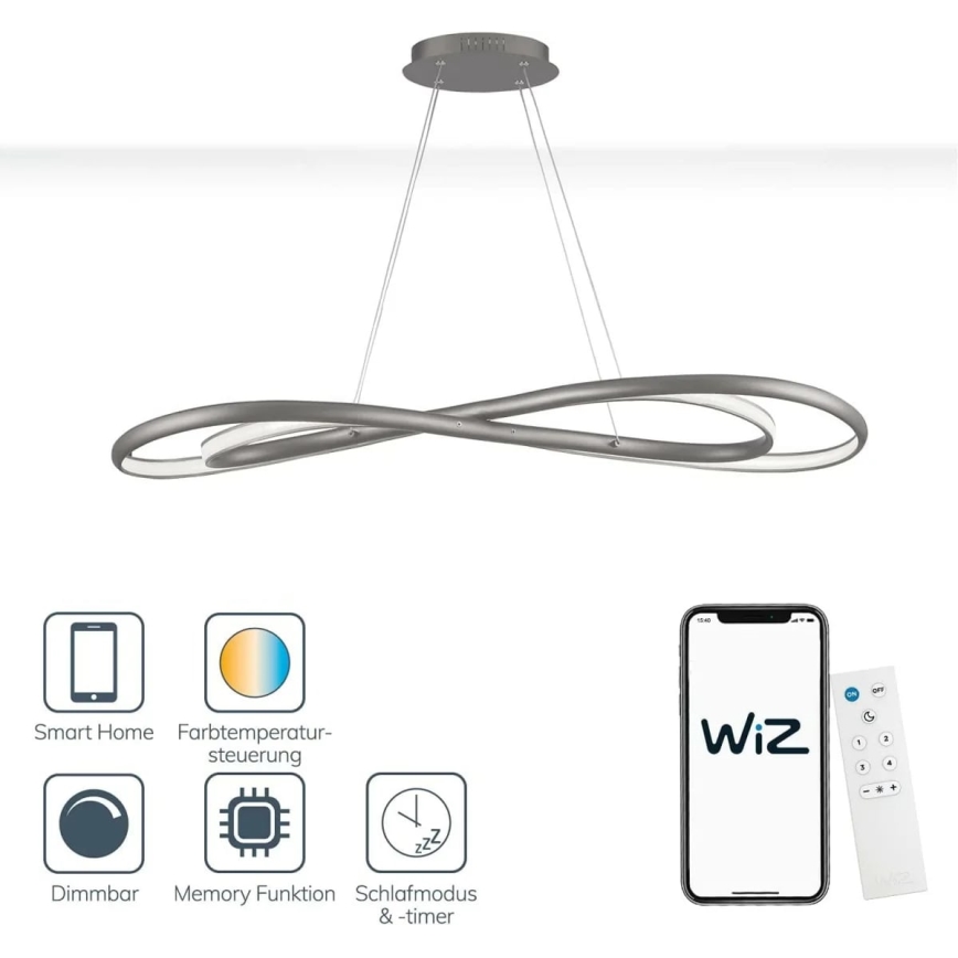 Wofi 6480.02.64.8000 - LED Stmívatelný lustr na lanku COLLIN LED/27W/230V 2700-6000K Wi-Fi + dálkové ovládání