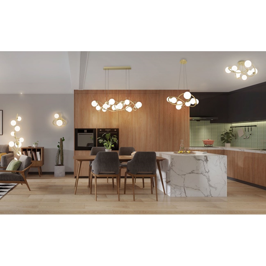 Wofi 7014-1401 - LED Lustr na lanku NANCY 14xG9/3,5W/230V zlatá/bílá