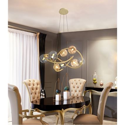 Wofi 7014-804 - LED Lustr na lanku NANCY 8xG9/3,5W/230V zlatá/šedá