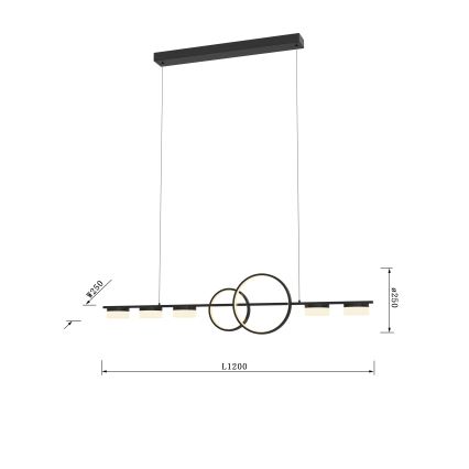 Wofi 7030-702 - LED Stmívatelný lustr na lanku MESSINA LED/57W/230V černá