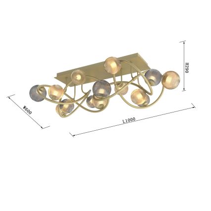 Wofi 9015-1204 - LED Přisazený lustr METZ 12xG9/3,5W/230V zlatá/šedá