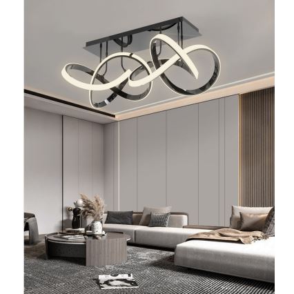 Wofi 9134-205 - LED Stmívatelný přisazený lustr INDIGO LED/64W/230V černá/lesklý chrom