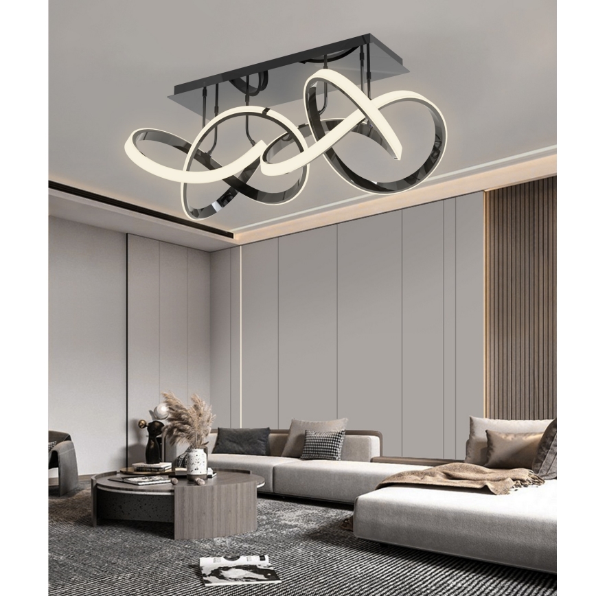 Wofi 9134-205 - LED Stmívatelný přisazený lustr INDIGO LED/64W/230V černá/lesklý chrom