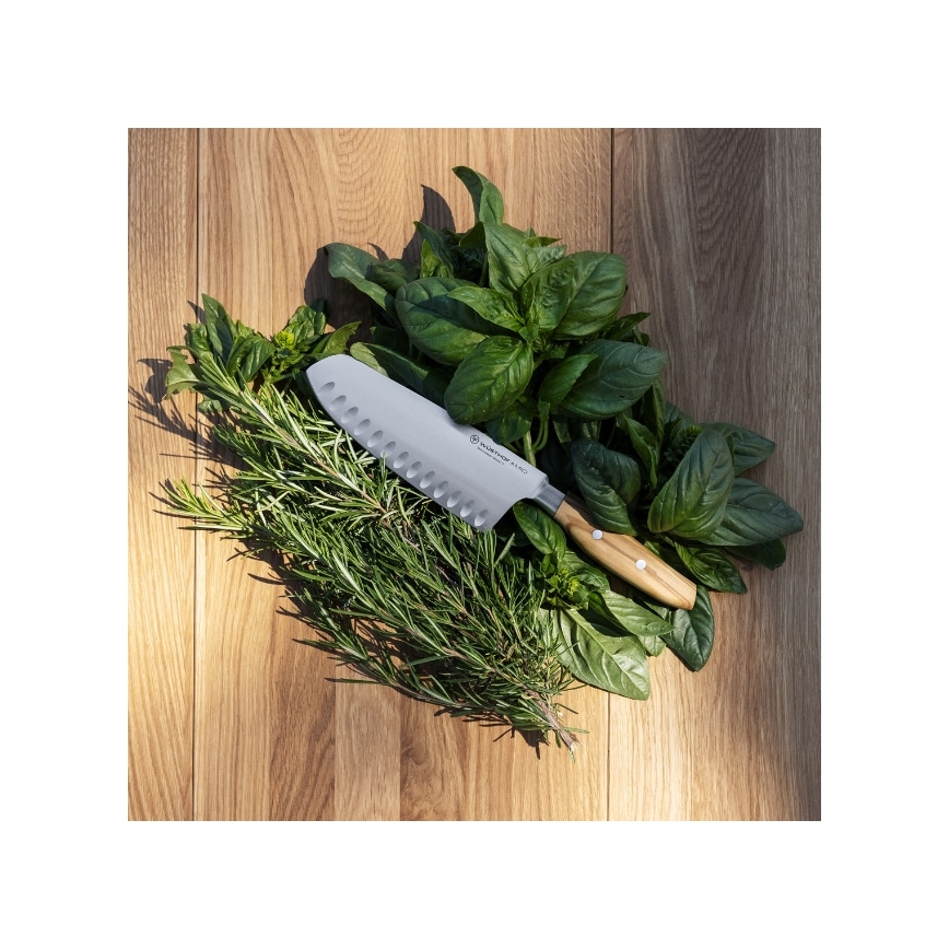 Wüsthof - Kuchyňský nůž santoku AMICI 17 cm olivové dřevo