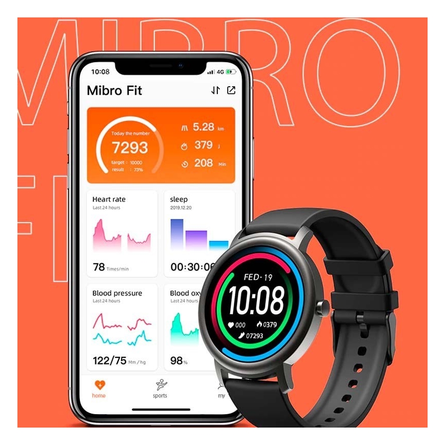 Xiaomi - Chytré hodinky MIBRO Bluetooth IP68 černá