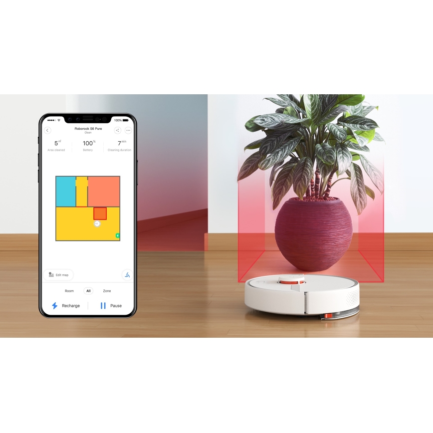 Xiaomi - Chytrý robotický vysavač ROBOROCK S6 Pure 58W Wi-Fi bílá