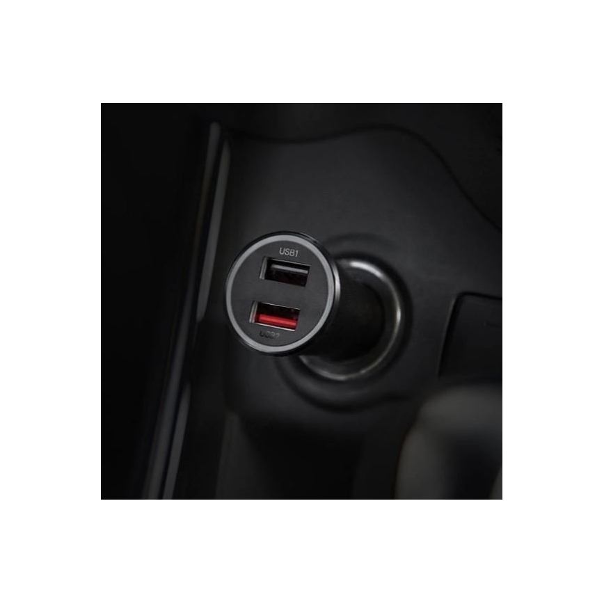 Xiaomi - Nabíječka do auta QUICK 2xUSB 37W/12-24V černá