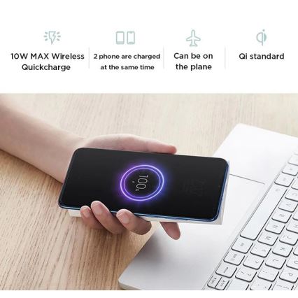 Xiaomi - Power Bank s bezdrátovým nabíjením 10000 mAh černá