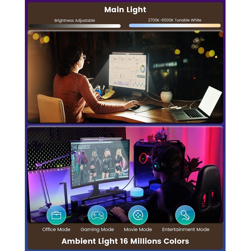 Yeelight - LED RGB Stmívatelné osvětlení monitoru LED/10W/230V IP50 CRI 95 + dálkové ovládání