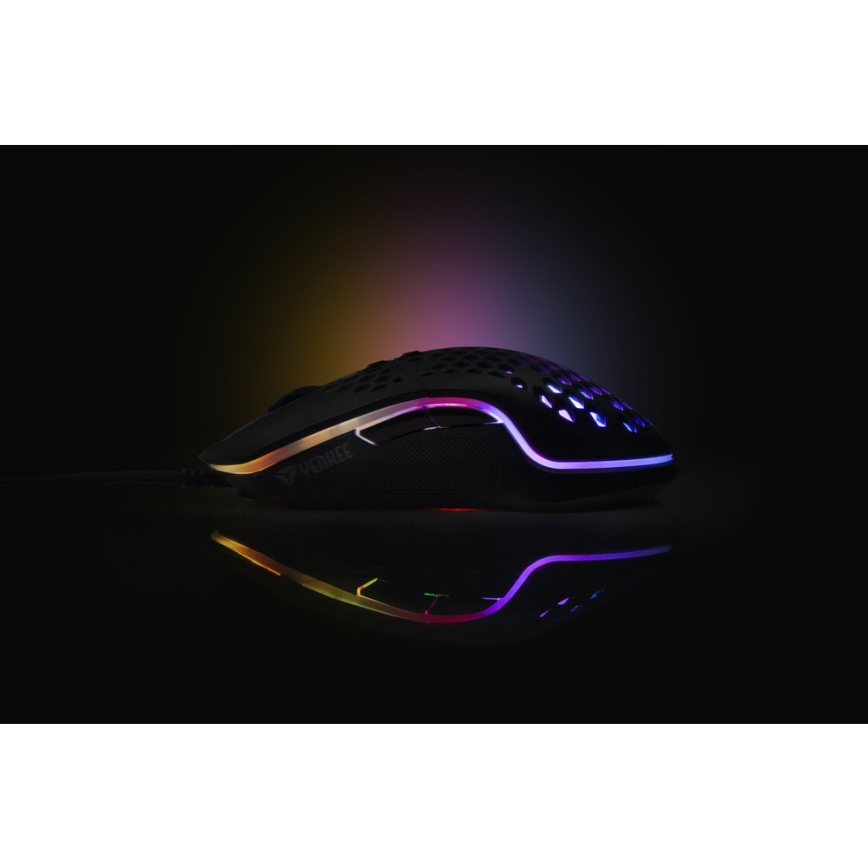Yenkee - LED RGB Herní myš 6400 DPI 7 tlačítek černá