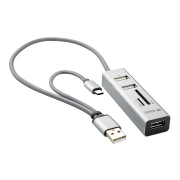 Yenkee - USB 2.0 a USB-C OTG rozbočovač a čtečka karet