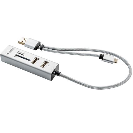 Yenkee - USB 2.0 a USB-C OTG rozbočovač a čtečka karet