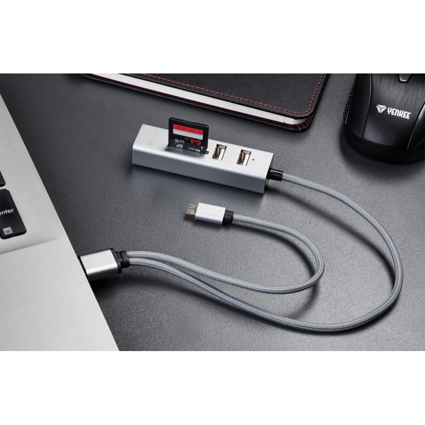 Yenkee - USB Rozbočovač 2.0 a OTG a čtečka karet