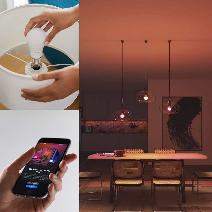 Základní sada Philips Hue White And Color Ambiance Essential 2xE27/8W/230V 2200-6500K + zařízení k propojení