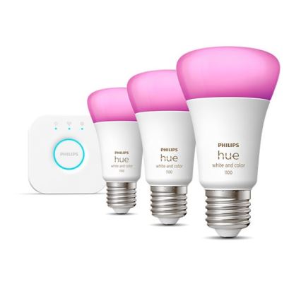 Základní sada Philips Hue WHITE AND COLOR AMBIANCE 3xE27/9W/230V 2000-6500K + zařízení k propojení