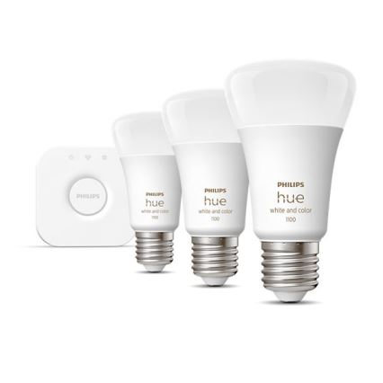 Základní sada Philips Hue WHITE AND COLOR AMBIANCE 3xE27/9W/230V 2000-6500K + zařízení k propojení