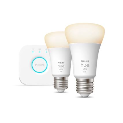 Základní sada Philips Hue WHITE 2xE27/9,5W 2700K + zařízení k propojení