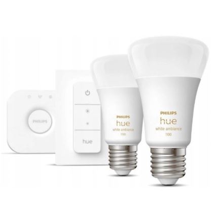 Základní sada Philips Hue WHITE AMBIANCE 2xE27/8W/230V + zařízení k propojení