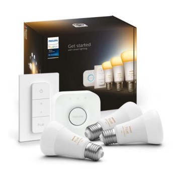 Základní sada Philips Hue White Ambiance 3xE27/11W 2200-6500K + Hue bridge a dimmer switch