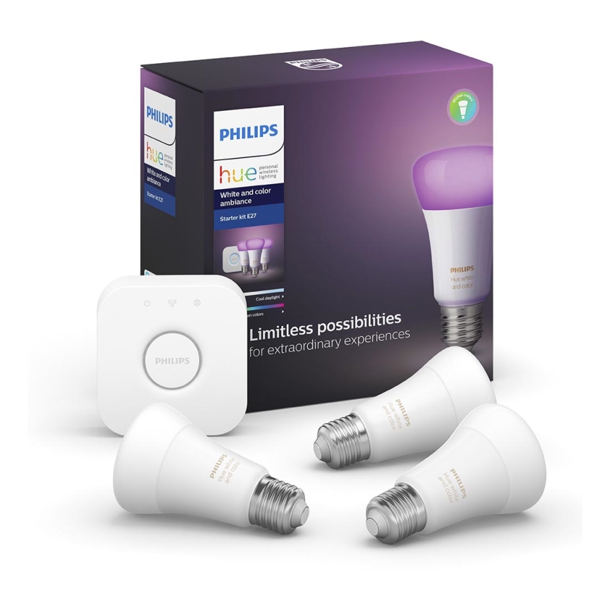 Základní sada Philips Hue WHITE AND COLOR AMBIANCE 3xE27/9,5W/230V 2000-6500K