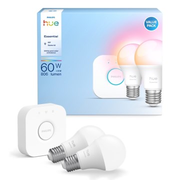 Základní sada Philips Hue White And Color Ambiance Essential 2xE27/8W/230V 2200-6500K + zařízení k propojení