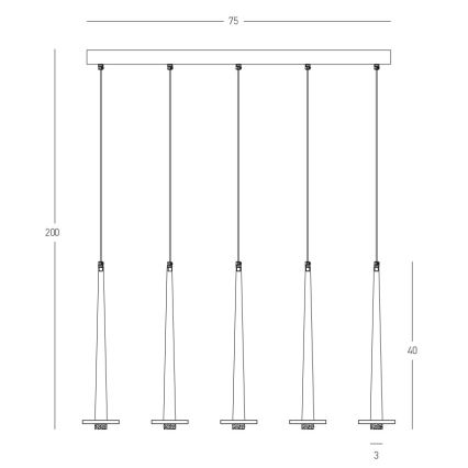 Zambelis 22112 - LED Stmívatelný lustr na lanku 5xLED/3W/230V CRI90 černá