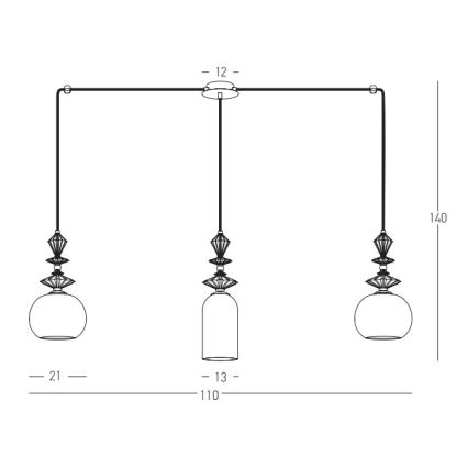 Zambelis 22153 - Lustr na lanku 3xE27/40W/230V pavouk keramika