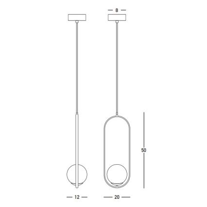 Zambelis 23135 - Lustr na lanku 1xG9/7W/230V 12x20 cm zlatá