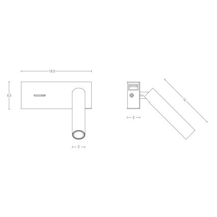 Zambelis H75 - LED Nástěnné svítidlo LED/3W/230V USB černá