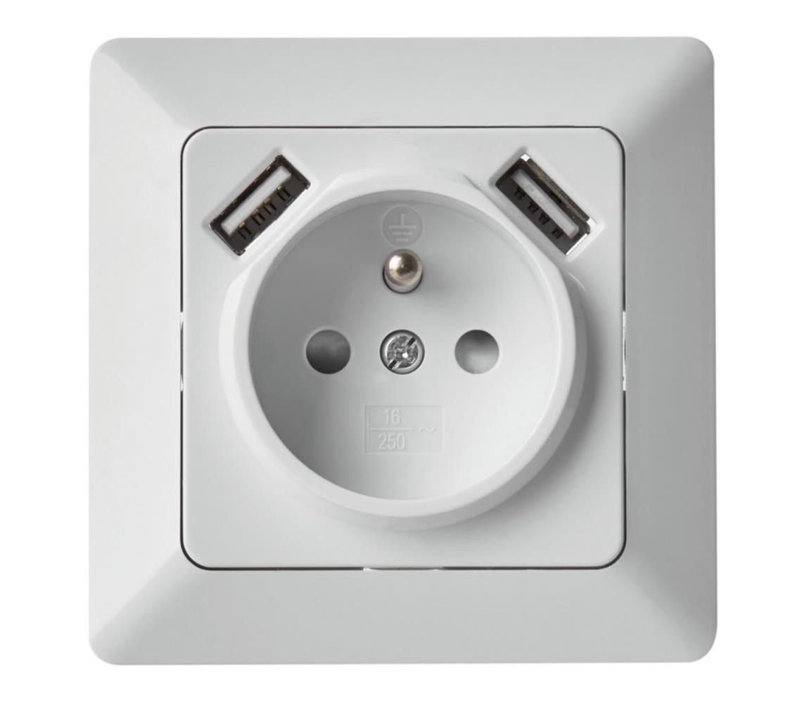 EMOS Zásuvka domovní s USB FRENCH 250V/16A