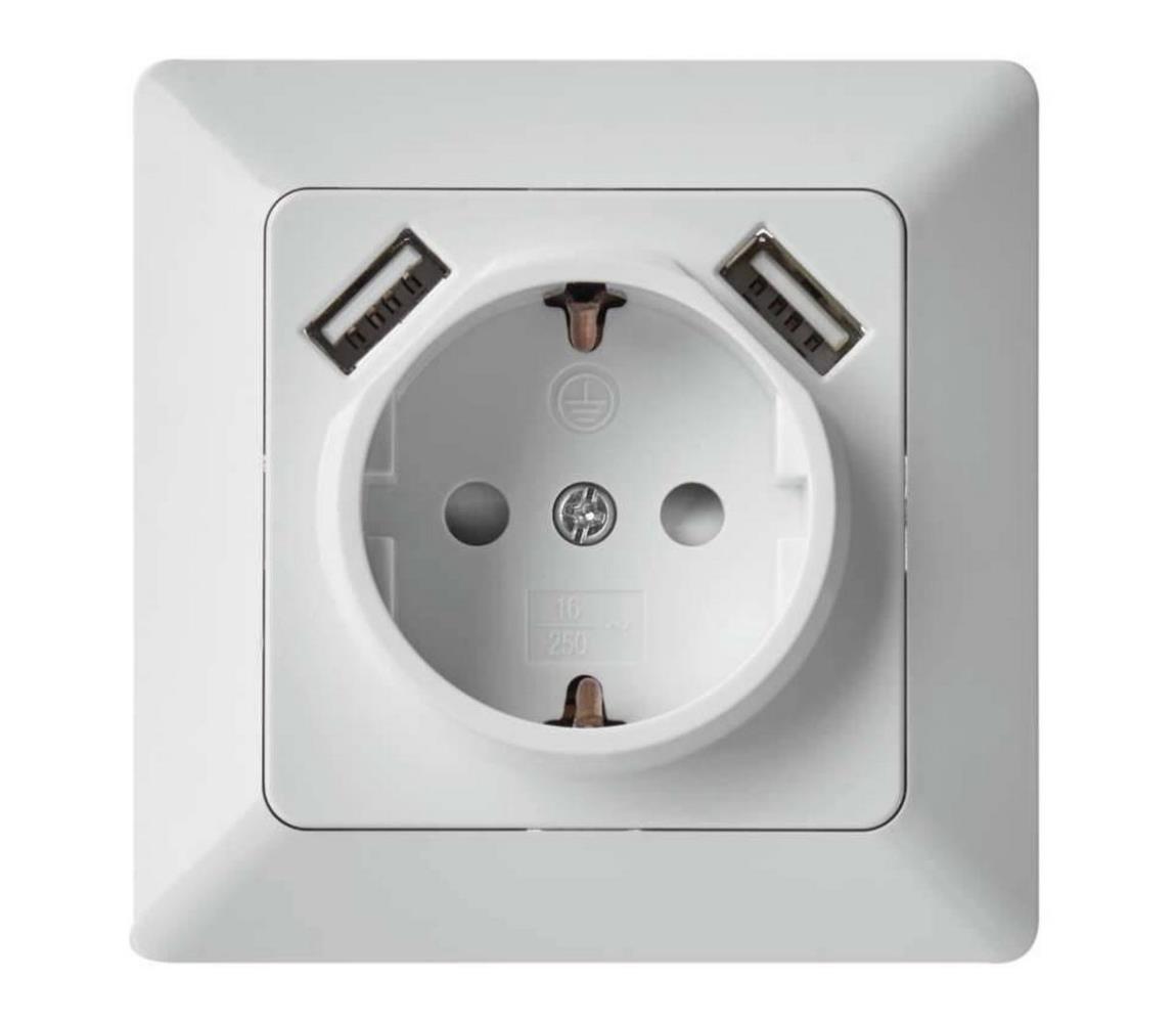 EMOS Zásuvka domovní s USB SCHUKO 250V/16A