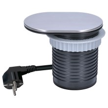 Zásuvkový sloupek pro desku stolu 1x230V + USB-A + USB-C stříbrná