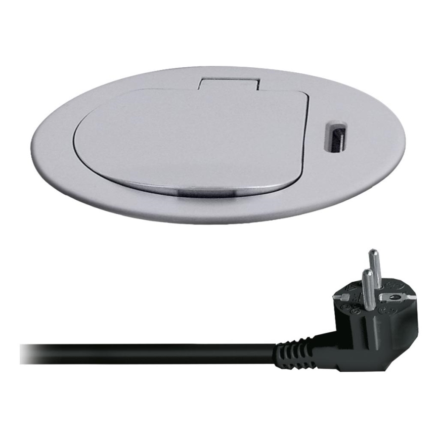 Zásuvkový sloupek pro desku stolu 1x230V + USB-C Power Delivery stříbrná/černá