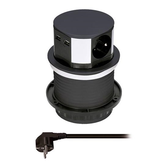 Zásuvkový sloupek pro desku stolu 3x230V