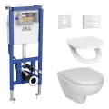 Závěsné WC LYRA + záchodové prkénko SoftClose LYRA + splachovací tlačítko DUAL + podomítkový modul + izolační podložka