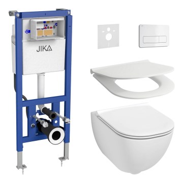 Závěsné WC MIO Vortex + záchodové prkénko SoftClose MIO + splachovací tlačítko DUAL + podomítkový modul + izolační podložka