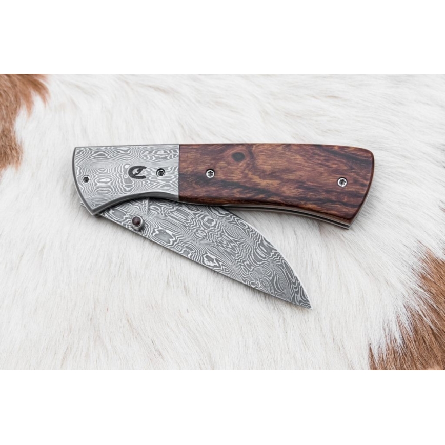 Zavírací damaškový nůž 8 cm ironwood