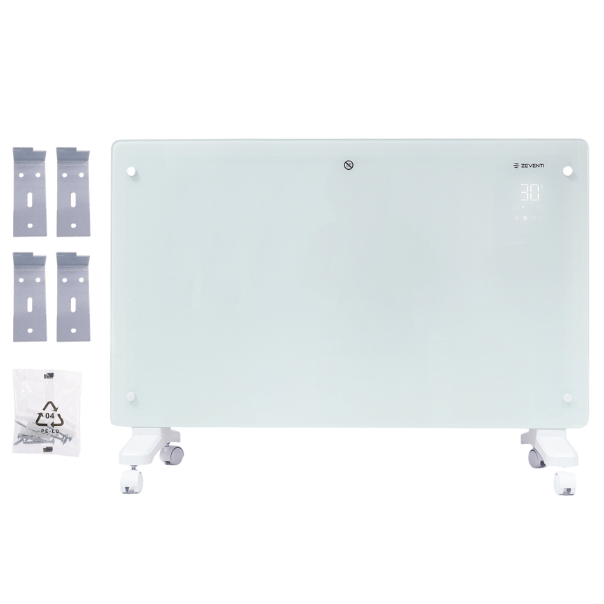 ZEVENTI - Chytrý elektrický přímotop/konvektor s LCD displejem ECO/1000/2000W/230V Wi-Fi bílá
