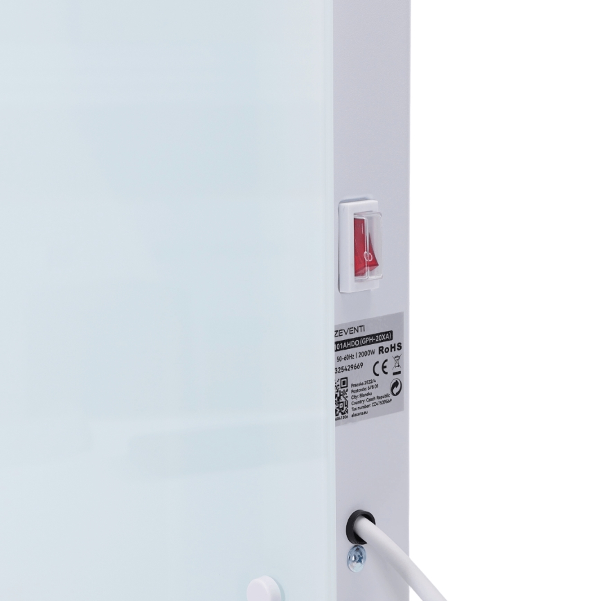 ZEVENTI - Chytrý elektrický přímotop/konvektor s LCD displejem ECO/1000/2000W/230V Wi-Fi bílá