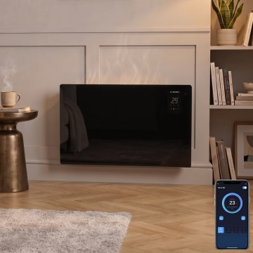 ZEVENTI - Chytrý elektrický přímotop/konvektor s LCD displejem 1000/2000W/230V Wi-Fi černá