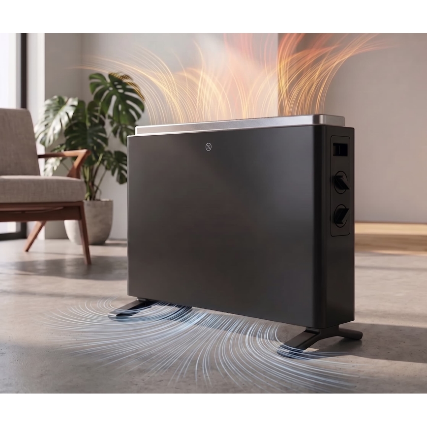 ZEVENTI - Elektrický přímotop/konvektor 800/1200/2000W/230V černá