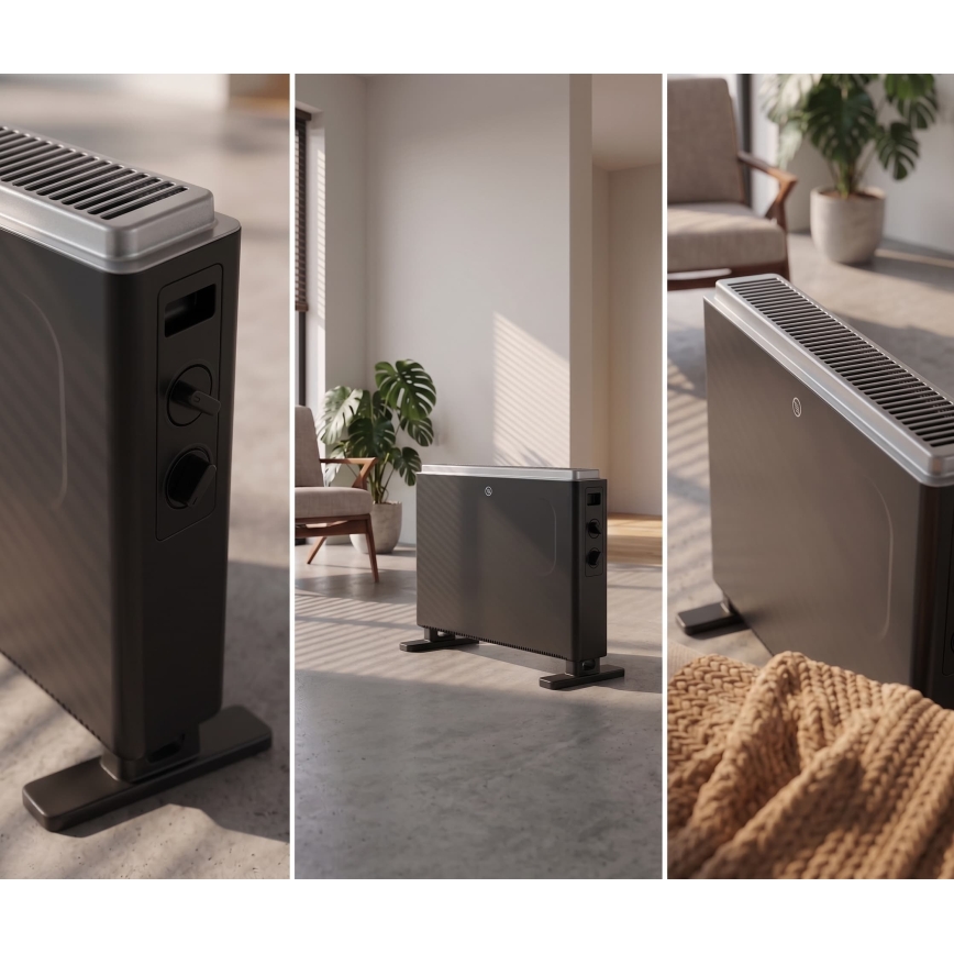 ZEVENTI - Elektrický přímotop/konvektor 800/1200/2000W/230V černá
