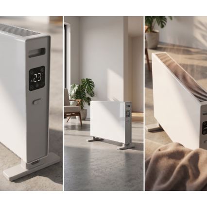 ZEVENTI - Elektrický přímotop/konvektor s LCD displejem  ECO/1250/2000W/230V bílá + dálkové ovládání
