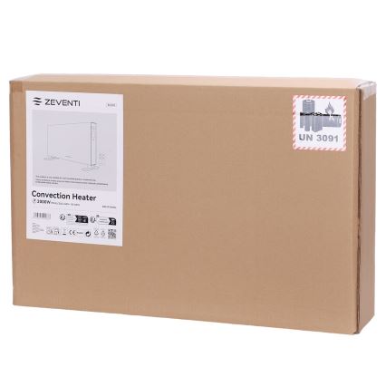 ZEVENTI - Elektrický přímotop/konvektor s LCD displejem  ECO/1250/2000W/230V bílá + dálkové ovládání