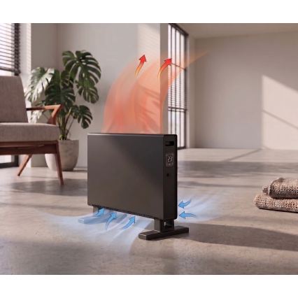 ZEVENTI - Elektrický přímotop/konvektor s LCD displejem ECO/1250/2000W/230V černá + dálkové ovládání