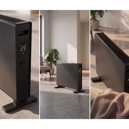 ZEVENTI - Elektrický přímotop/konvektor s LCD displejem ECO/1250/2000W/230V černá + dálkové ovládání
