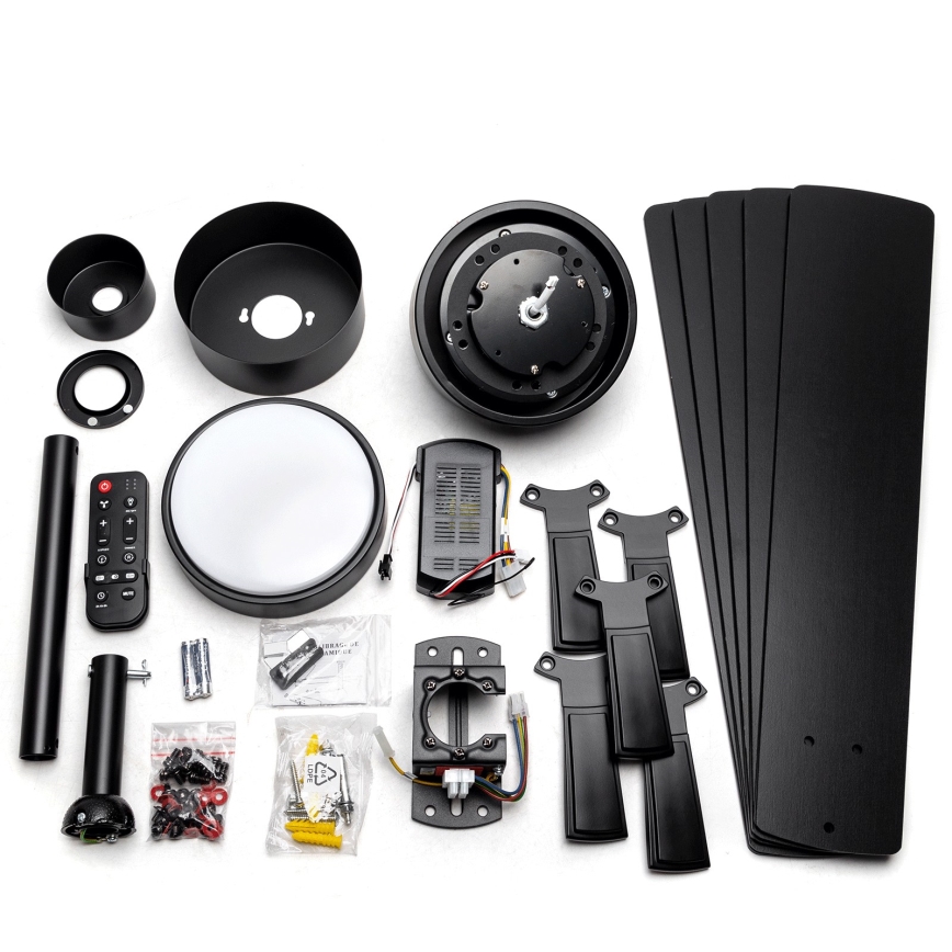 ZEVENTI - LED Stmívatelný stropní ventilátor WAIKIKI LED/20W/230V 2700-6500K 132 cm černá + dálkové ovládání