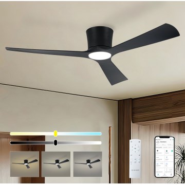 ZEVENTI - LED Stmívatelný stropní ventilátor AUREX LED/24W/230V 3000/4000/6000K Wi-Fi Tuya černá + dálkové ovládání