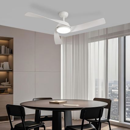 ZEVENTI - LED Stmívatelný stropní ventilátor AERYS LED/24W/230V 3000/4000/6000K Wi-Fi Tuya bílá + dálkové ovládání